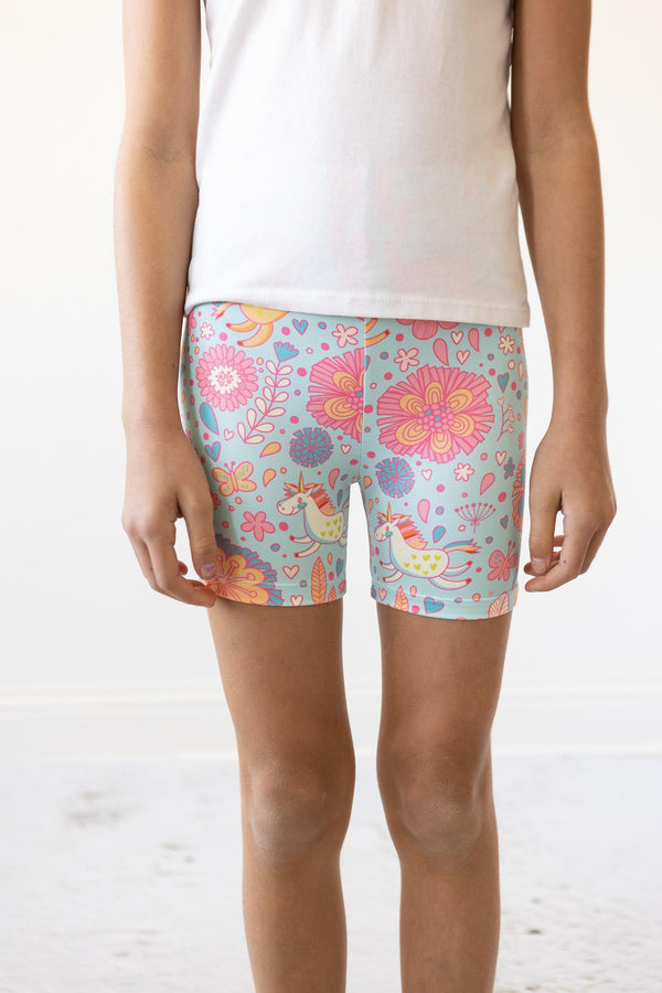 blue-retro-unicorns-twirl-shorts Mila &  Rose - Sophia's Style-Blue Retro Unicorns Twirl Shorts-12-24M--1